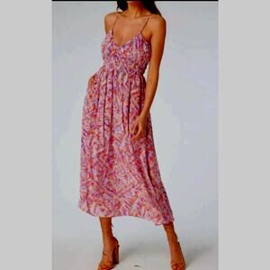 GILNER FARRAR Dress‎ Medium Amelie Kaleidoscope Smocked Corset Waist Lined
